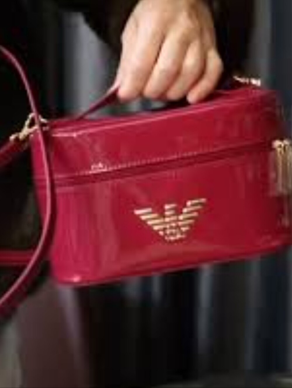 EMPIRIO ARMANI PATENT LEATHER CROSSBODY JEWELRY CASE